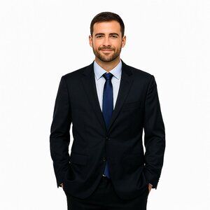 Moore's Nolan Navy Blazer 46R Wool Blend Tailored Fit